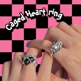 Caged heart ring